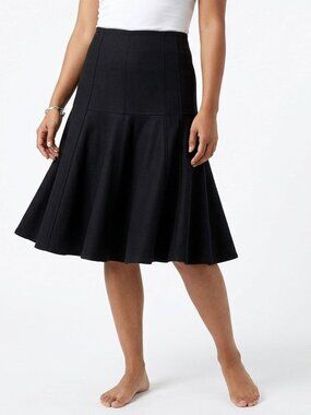 INC International Concepts Black Flare Skirt Knee Length Career Office Size 10